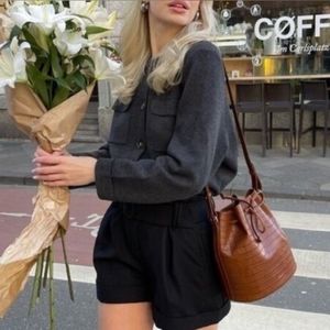 Sezane Betty Cardigan In Charcoal